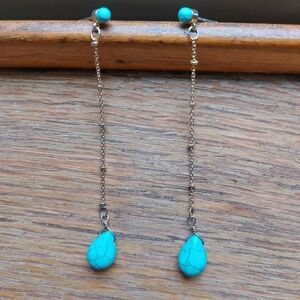 Turquoise Drop Chain Earrings
